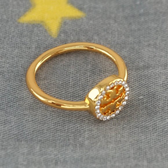 Tory Burch Miller Pavé Single Logo Delicate Ring (Brand New with Dust Bag) - Picture 3 of 4